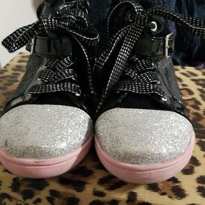 Glitter toe, pink sole shoes